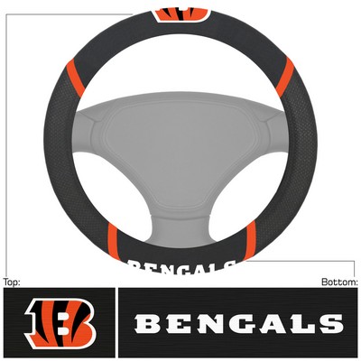 Fan Mats  LLC Cincinnati Bengals Embroidered Steering Wheel Cover Black