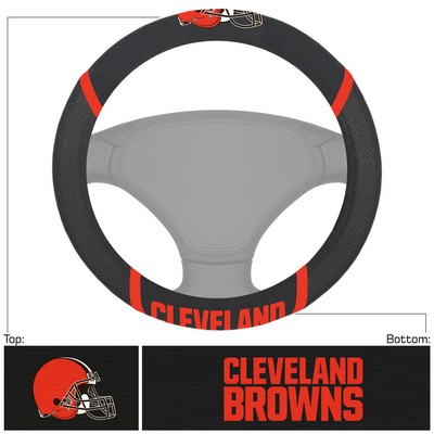 Fan Mats  LLC Cleveland Browns Embroidered Steering Wheel Cover Black