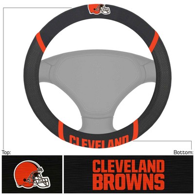 Fan Mats  LLC Cleveland Browns Steering Wheel Cover Black