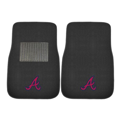 Fan Mats  LLC Atlanta Braves Embroidered Car Mat Set - 2 Pieces Black