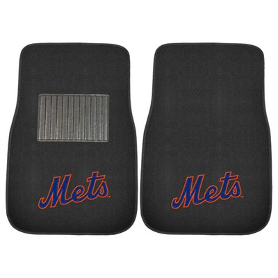 Fan Mats  LLC New York Mets Embroidered Car Mat Set - 2 Pieces Black