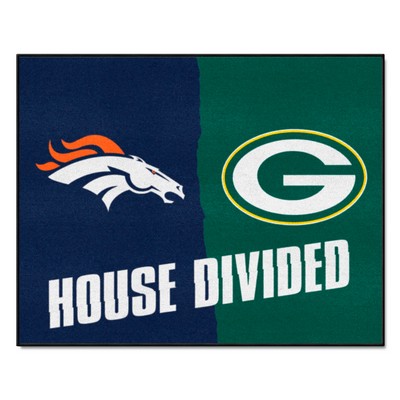 Fan Mats  LLC NFL House Divided - Broncos / Packers House Divided Rug - 34 in. x 42.5 in. Multi