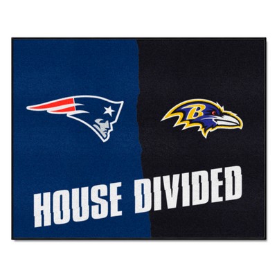 Fan Mats  LLC NFL House Divided - Patriots / Ravens House Divided Rug - 34 in. x 42.5 in. Multi