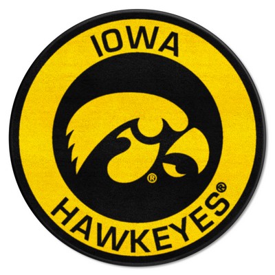 Fan Mats  LLC Iowa Hawkeyes Roundel Rug - 27in. Diameter Black