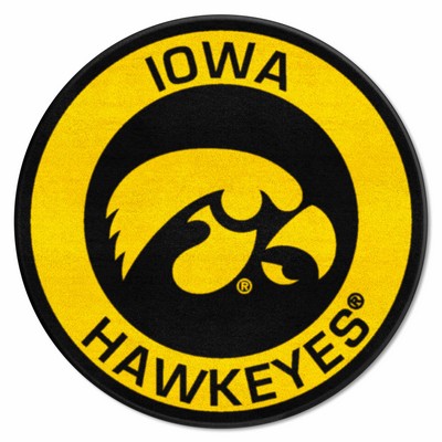 Fan Mats  LLC Iowa Hawkeyes Roundel Mat Black