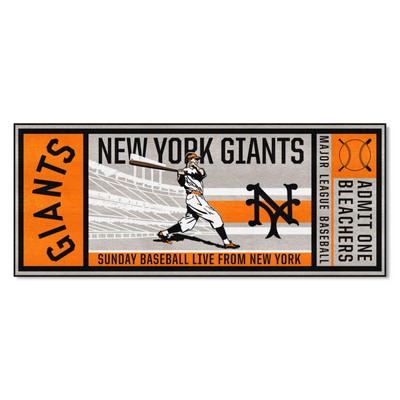 Fan Mats  LLC New York Giants Ticket Runner Rug - 30in. x 72in.1947 Gray
