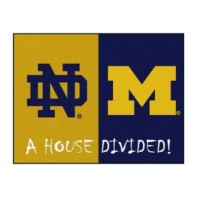 Fan Mats  LLC House Divided - Notre Dame / Michigan House Divided House Divided Rug - 34 in. x 42.5 in. Multi