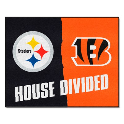 Fan Mats  LLC NFL House Divided - Steelers / Bengals House Divided Rug - 34 in. x 42.5 in. Multi