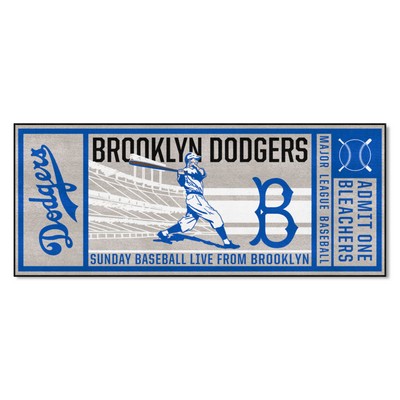 Fan Mats  LLC Brooklyn Dodgers Ticket Runner Rug - 30in. x 72in. 1949 Retro Logo Gray