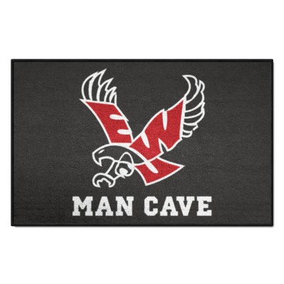 Fan Mats  LLC Eastern Washington Eagles Man Cave Starter Mat Accent Rug - 19in. x 30in., Black Black