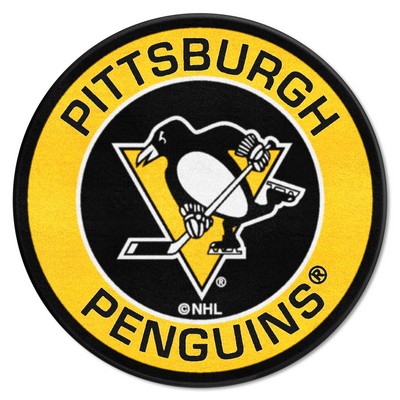 Fan Mats  LLC Pittsburgh Penguins Roundel Rug - 27in. Diameter Black