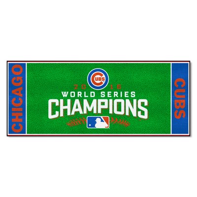 Fan Mats  LLC Chicago Cubs 2016 World Series Champions Baseball Runner Rug - 30in. x 72in. Green