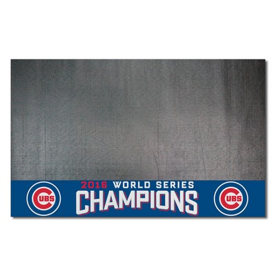 Fan Mats  LLC Chicago Cubs 2016 World Series Champions Vinyl Grill Mat - 26in. x 42in. Blue