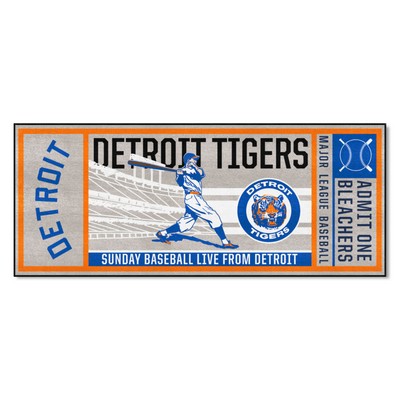 Fan Mats  LLC Detroit Tigers Ticket Runner Rug - 30in. x 72in. Gray