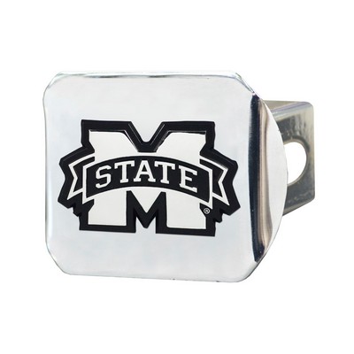 Fan Mats  LLC Mississippi State Bulldogs Chrome Metal Hitch Cover with Chrome Metal 3D Emblem Chrome