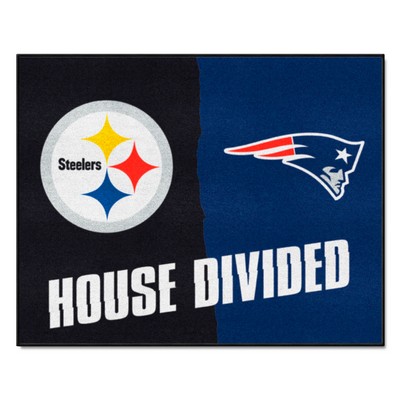Fan Mats  LLC NFL House Divided - Steelers / Patriots House Divided Rug - 34 in. x 42.5 in. Multi