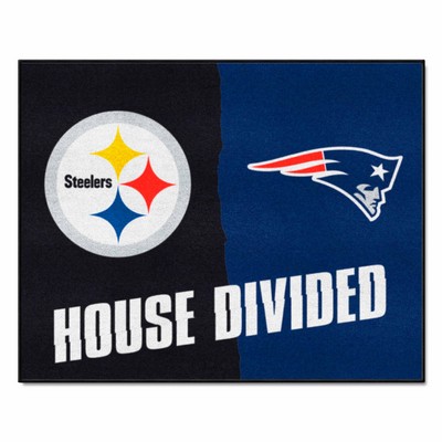 Fan Mats  LLC NFL House Divided Steelers / Patriots House Divided Mat Multi
