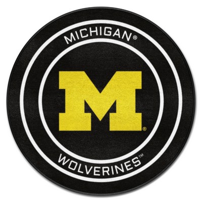 Fan Mats  LLC Michigan Wolverines Hockey Puck Rug - 27in. Diameter Black