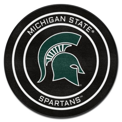 Fan Mats  LLC Michigan State Spartans Hockey Puck Rug - 27in. Diameter Black