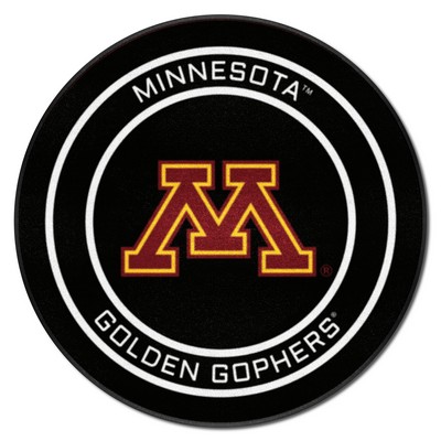 Fan Mats  LLC Minnesota Golden Gophers Hockey Puck Rug - 27in. Diameter Black