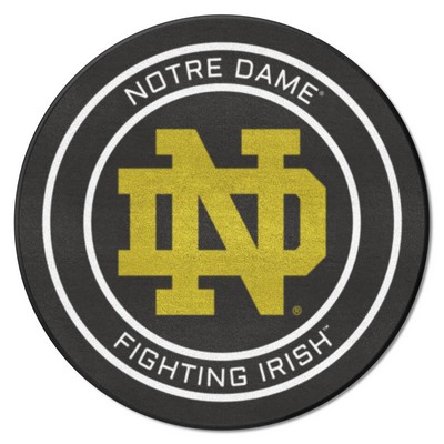 Fan Mats  LLC Notre Dame Fighting Irish Hockey Puck Rug - 27in. Diameter Black