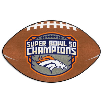 Fan Mats  LLC Denver Broncos  Football Rug - 20.5in. x 32.5in., 2016 Super Bowl L Champions Brown