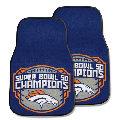 Fan Mats  LLC Denver Broncos 2-pc Carpet Car Mat Set Navy