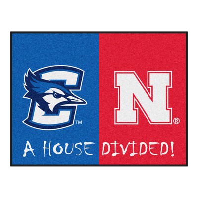 Fan Mats  LLC House Divided - Creighton / Nebraska House Divided House Divided Rug - 34 in. x 42.5 in. Multi