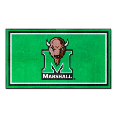 Fan Mats  LLC Marshall Thundering Herd 3ft. x 5ft. Plush Area Rug Green