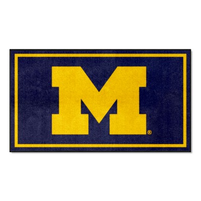 Fan Mats  LLC Michigan Wolverines 3ft. x 5ft. Plush Area Rug Blue