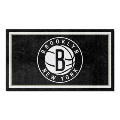 Fan Mats  LLC Brooklyn Nets 3ft. x 5ft. Plush Area Rug Black