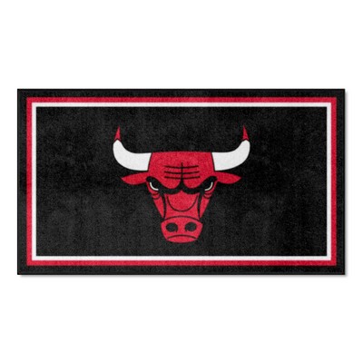 Fan Mats  LLC Chicago Bulls 3ft. x 5ft. Plush Area Rug Black