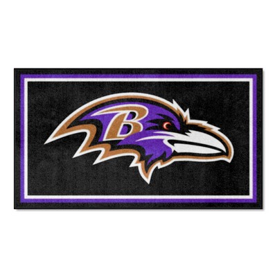 Fan Mats  LLC Baltimore Ravens 3ft. x 5ft. Plush Area Rug Black