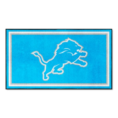 Fan Mats  LLC Detroit Lions 3ft. x 5ft. Plush Area Rug Blue