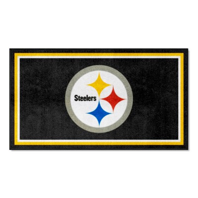 Fan Mats  LLC Pittsburgh Steelers 3ft. x 5ft. Plush Area Rug Black