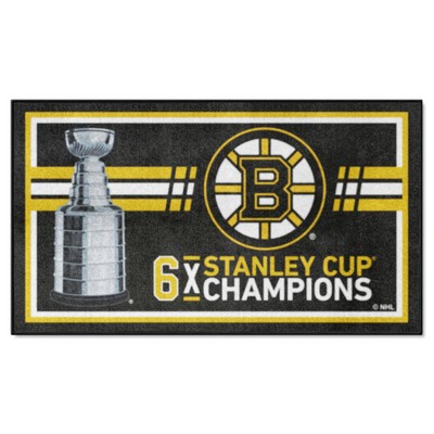 Fan Mats  LLC Boston Bruins Dynasty 3ft. x 5ft. Plush Area Rug Black