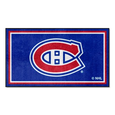 Fan Mats  LLC Montreal Canadiens 3ft. x 5ft. Plush Area Rug Blue