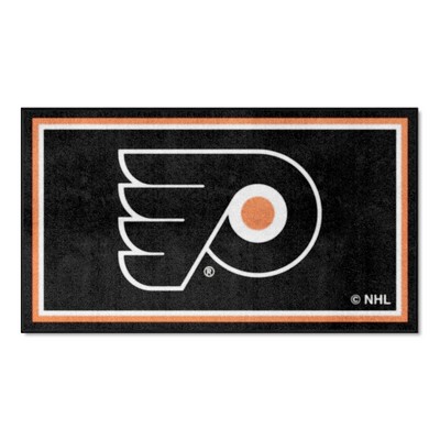 Fan Mats  LLC Philadelphia Flyers 3ft. x 5ft. Plush Area Rug Black