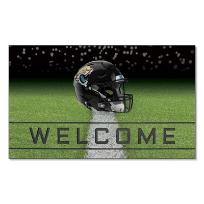 Fan Mats  LLC Jacksonville Jaguars Rubber Door Mat - 18in. x 30in. Black