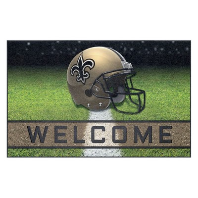 Fan Mats  LLC New Orleans Saints Rubber Door Mat - 18in. x 30in. Black
