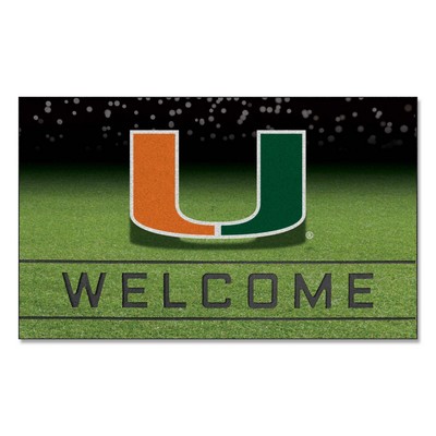 Fan Mats  LLC Miami Hurricanes Crumb Rubber Door Mat Green
