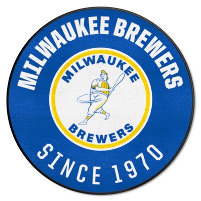 Fan Mats  LLC Milwaukee Brewers Roundel Rug - 27in. Diameter1970 Blue