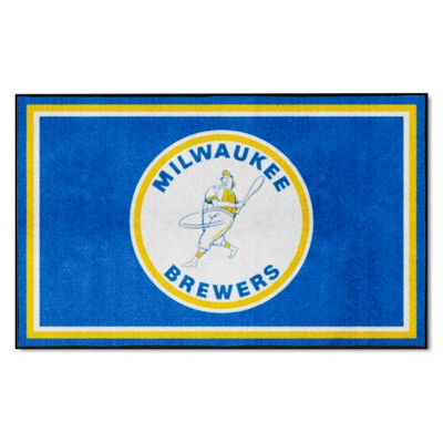Fan Mats  LLC Milwaukee Brewers 4ft. x 6ft. Plush Area Rug1970 Blue
