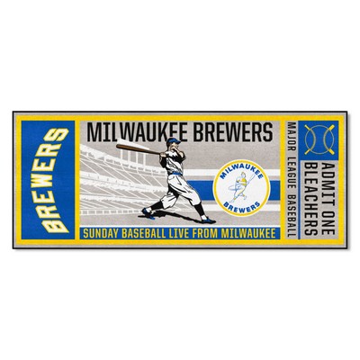 Fan Mats  LLC Milwaukee Brewers Ticket Runner Rug - 30in. x 72in. Gray