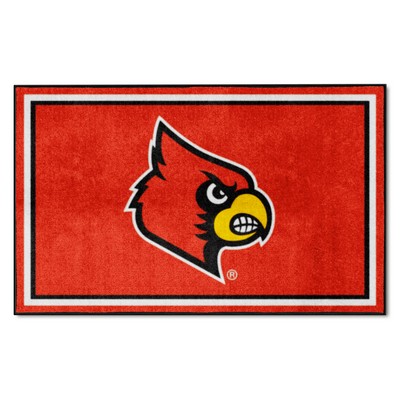 Fan Mats  LLC Louisville Cardinals 4ft. x 6ft. Plush Area Rug Red