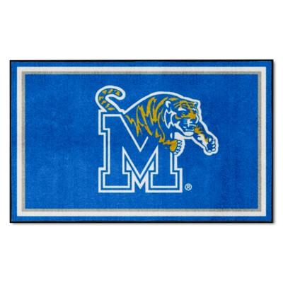 Fan Mats  LLC Memphis Tigers 4ft. x 6ft. Plush Area Rug Blue