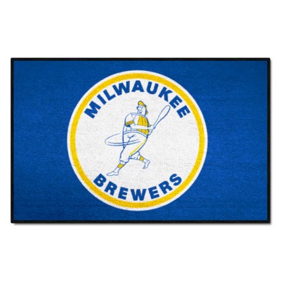 Fan Mats  LLC Milwaukee Brewers Starter Mat Retro Blue