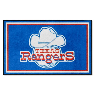Fan Mats  LLC Texas Rangers 4ft. x 6ft. Plush Area Rug Blue