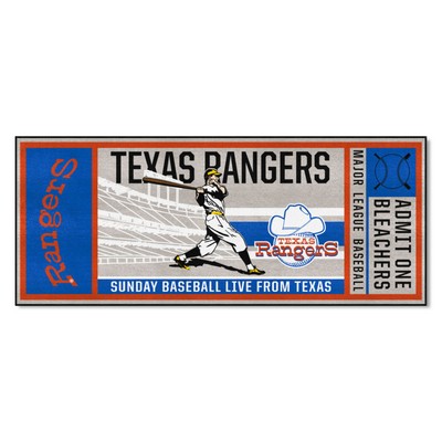 Fan Mats  LLC Texas Rangers Ticket Runner Rug - 30in. x 72in. Gray