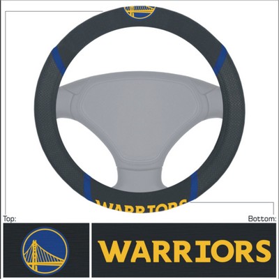 Fan Mats  LLC Golden State Warriors Embroidered Steering Wheel Cover Black